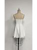 2026 Summer Sexy Women's Backless Mini Dress - Solid Color, Spaghetti Strap, High Waist