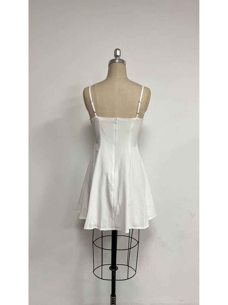 2026 Summer Sexy Women's Backless Mini Dress - Solid Color, Spaghetti Strap, High Waist