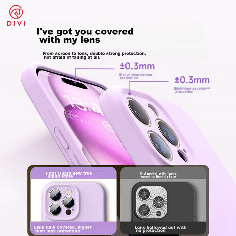 Official Version True Liquid StateIPhone 12 Case, Liquid Silicone Full Camera Protection Ultra-Thin Shockproof Anti-Scratch Phone Cover, Purple