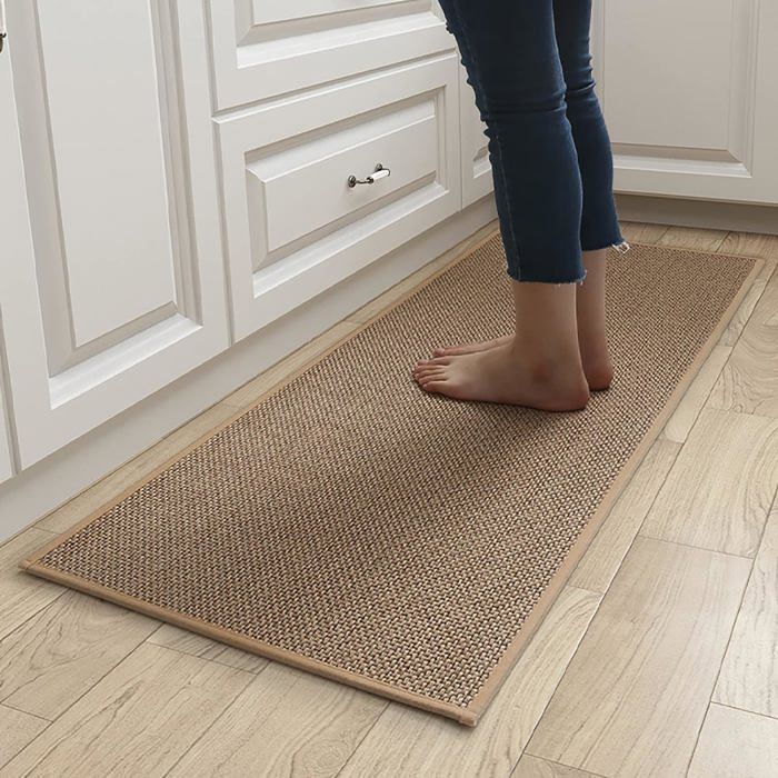 Tapis de cuisine - YYV - Antidérapant - Lavable - Jute - Couleur marron
