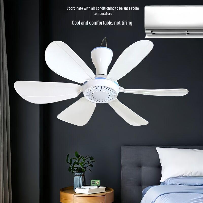 Silent Breeze Hanging Mini Ceiling Fan with Mosquito Net for Dorms and Beds