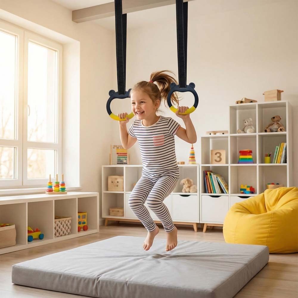 With Straps Gymnastic Rings Non-Slip Fitness Exercise Ring Pull Up Bar  Gymnastics Equipment