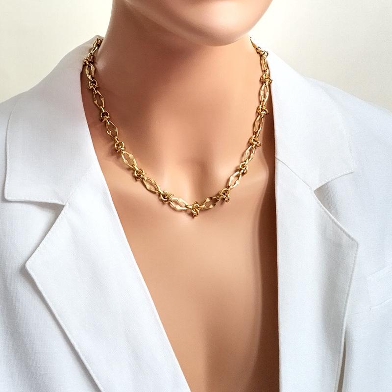 Titanium Titanium Steel Irregular Shape Hollow Metal Clavicle Chain Stainless Steel Does Not Drop Color Necklace