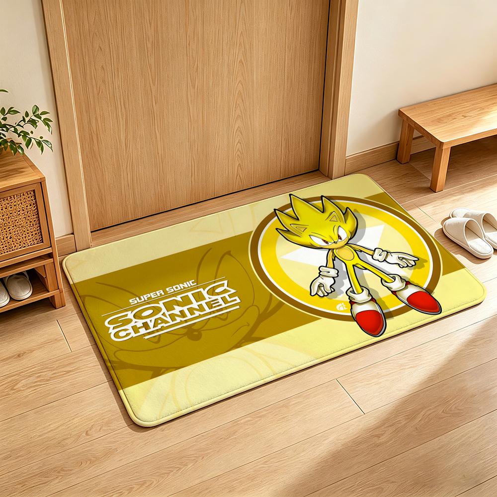 Game S-Sonic T-the H-Hedgehog Floor Mat Soft Flannel Floor Mat  Suitable for Entryways, Living Rooms, Bedrooms, and Bathrooms