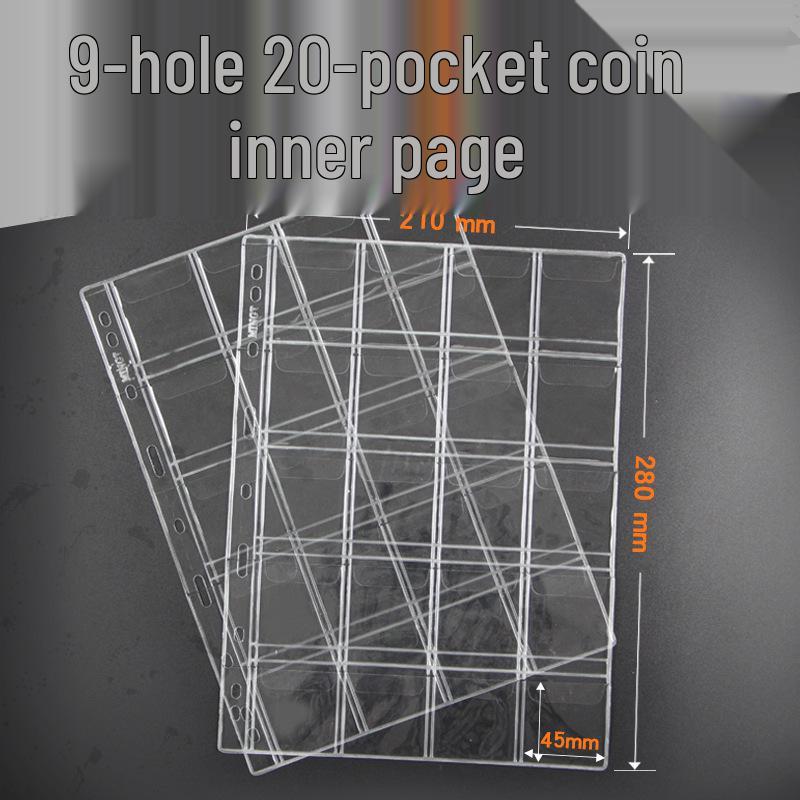 Mingtai 9-Hole Coin Album: 20-Pocket Transparent Pages for Silver Dollars & Copper Coins.