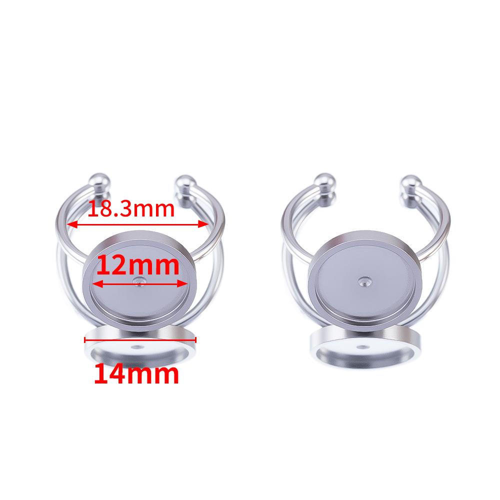 10pcs Adjustable Open Finger Ring Setting Stainless Steel 4mm 8mm 12mm Round Blank Ring Base Bezel Cabochon DIY Jewelry Making