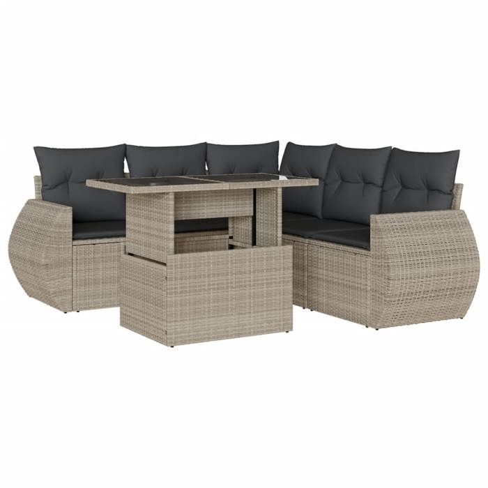 VidaXL Garden Lounge Set 6 Pcs with Light Grey Cushions Wicker 3268532