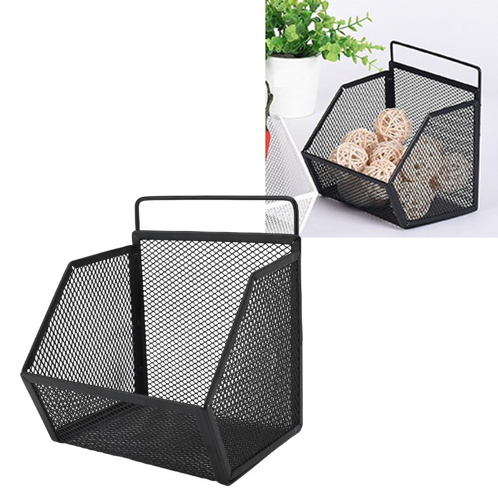 3PCS Adhesive Hooks Hanging Wire Basket 13.2x10x15cm Black Small Wire Storage Basket Open White Wall Mount Storage Basket