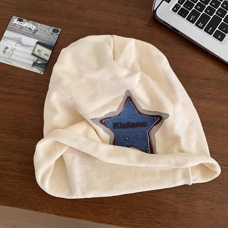 Old Spice Girl Niet Pentagramm Hut Stern Stickerei Patch Pile Hat Maillard Weibliches Gesicht Kleine Kalte Mütze Yabi