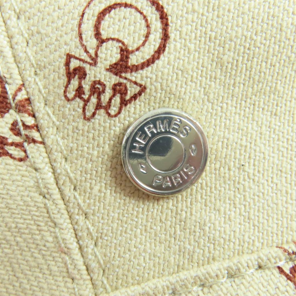 Pristine HERMES Beret Saint Honoré Serie Metal Hat Beige Cotton Women Used