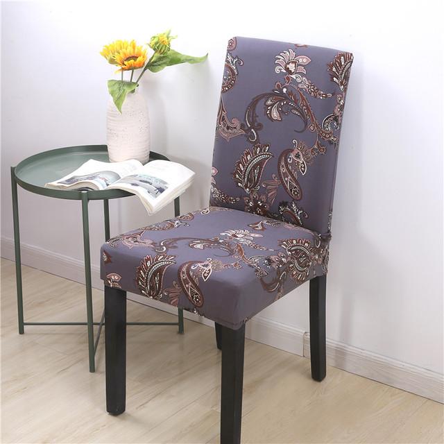 Printed Dining Chair Case Spandex Elastic Chair Slipcover Case Stretch Seat Covers For Wedding Hotel Banquet Home Use Dining Room