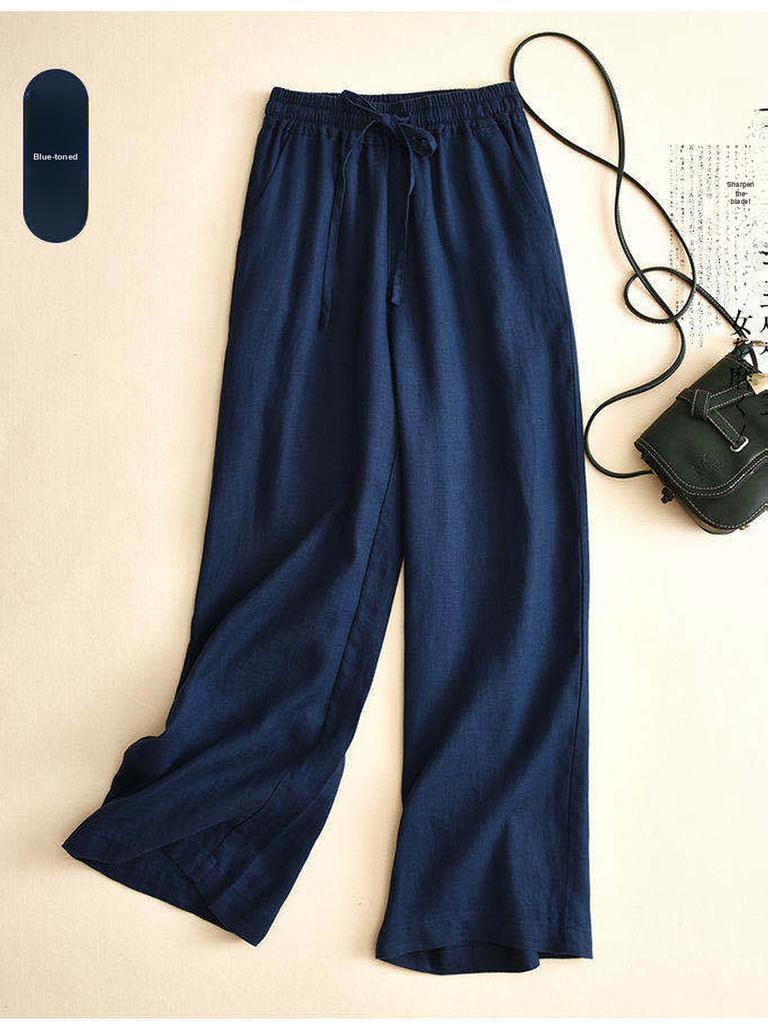 Wide Leg Cotton Linen Pants Women High Waist Spring Autumn New Style Loose Fit Slimming Breathable Plus Size Casual Straight Leg Pants
