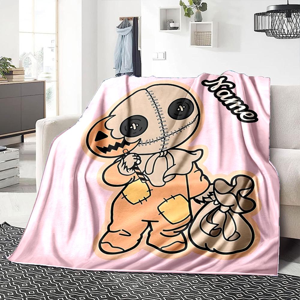 Custom Name Jigsaw Puppet Horror Party Blanket For Couch Bed Plush Cozy Fuzzy Blanket Super Soft Warm Blankets For Fall And Winter 0916141