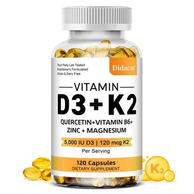 Vitamin D3 and K2 5000 IU Support Muscle Health Vegetarian High-intensity 120 Softgels