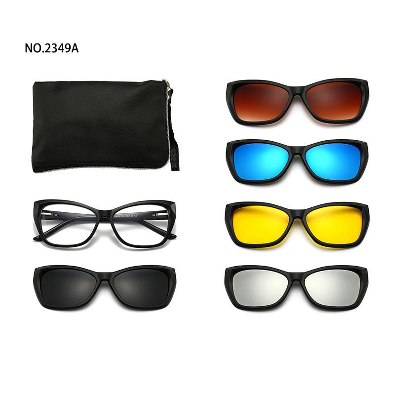 6 In 1 Men Women Optical Magnetic Sunglasses Clip Magnet Clip on Sunglasses Polaroid Clip on Sun Glasses WIth Box