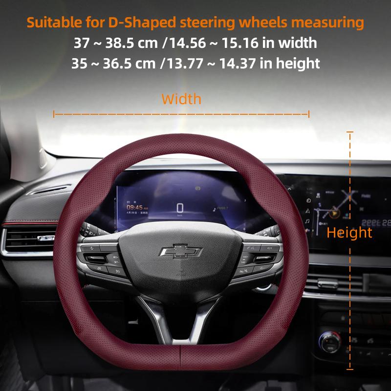 Suitable for Chevrolet Ultra-Thin Breathable Leather Steering Wheel Cover Suitable for Celze Spark Captiva Orlando Lacetti Equinox Malibu Monza Expre