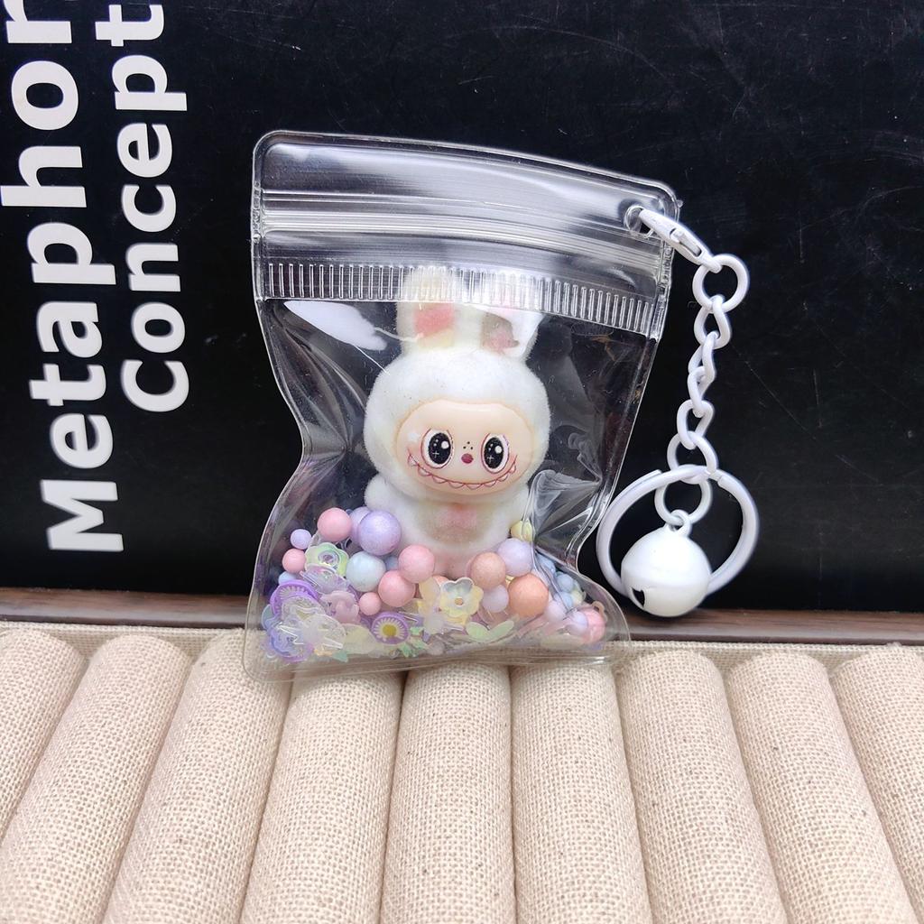 Flocking Keychain Cute Doll Doll Pendant PVC Transparent Bag Luminous Bag Hanging Jewelry