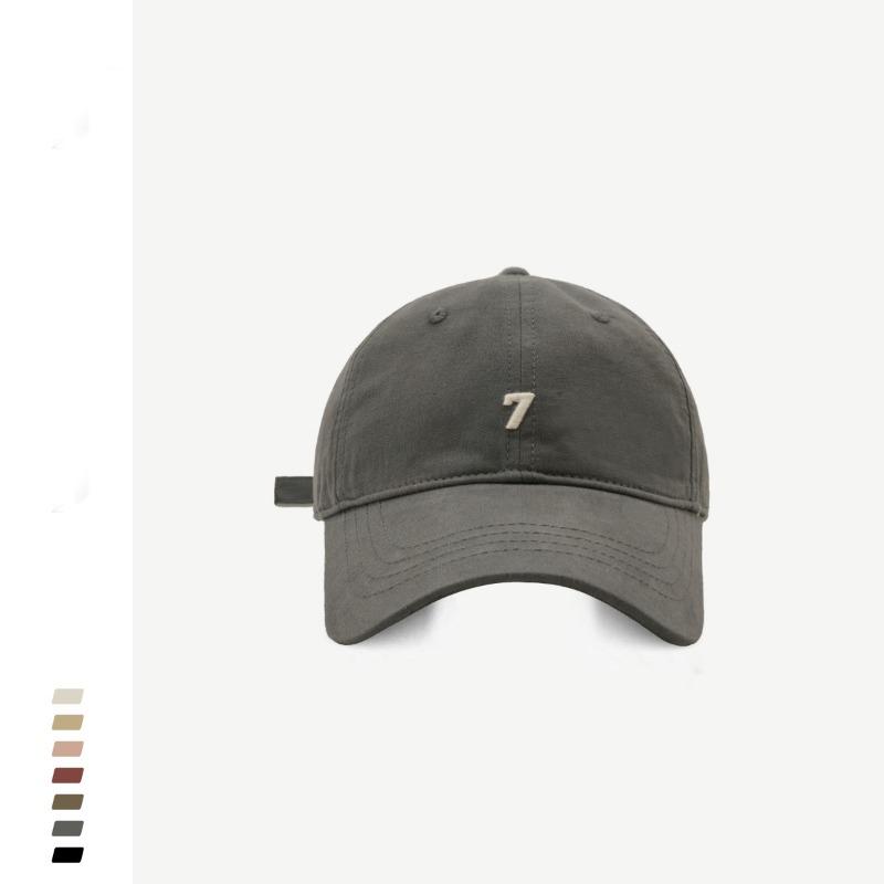 

High-quality street trendy brand 7 embroidered baseball caps for men and women couples versatile soft top cap showing small face Adjustable серый