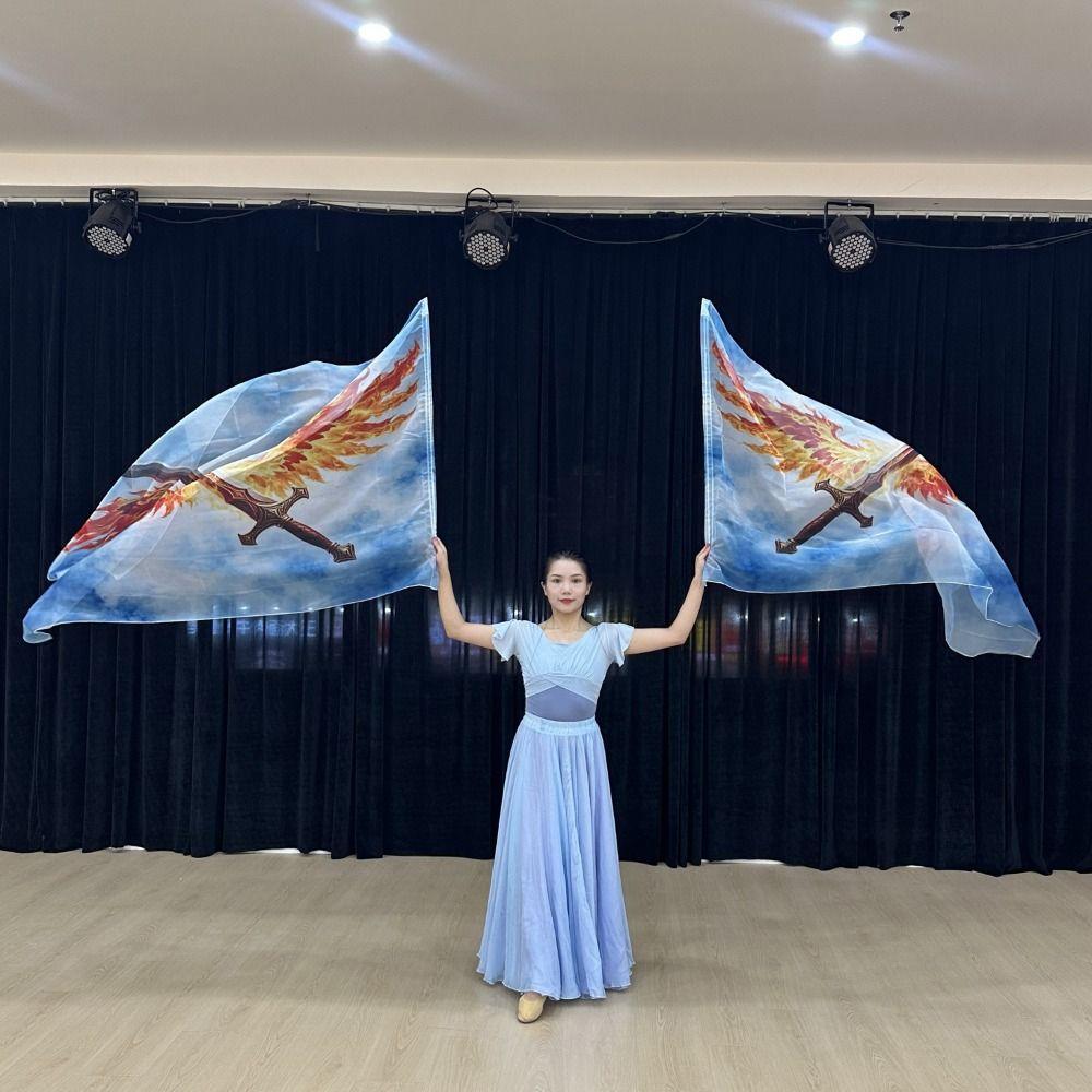 Con Bastoni Telescopici Bandiere Rettangolari Multicolore Accessori per Danza Performance di Danza