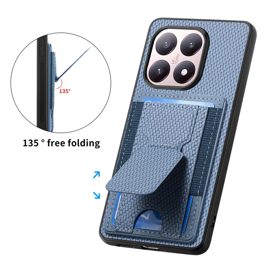 For Xiaomi 15T Case with Card Holder Kickstand Fiber Pattern Leather Back Cover