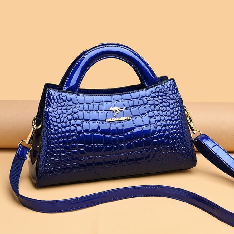 Crocodile pattern glossy handbag women's shoulder messenger bag
