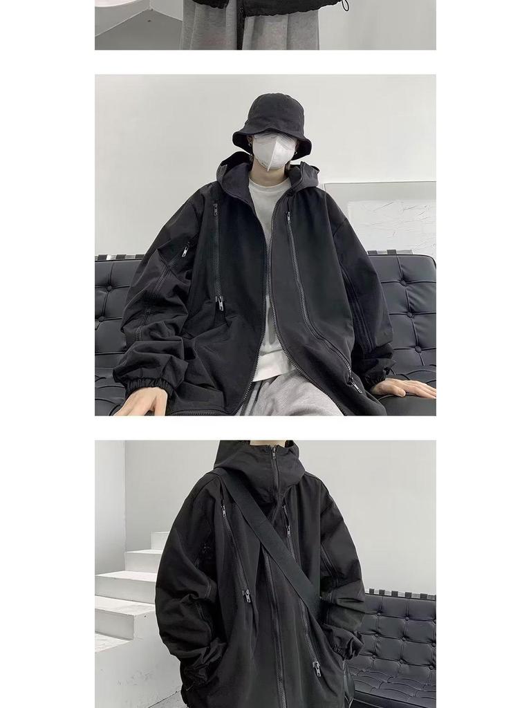 Men's Trendy American Hip Hop Hong Kong Style Loose Workwear Windbreaker