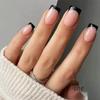 Wearable Black Edge French Tip Fake Nails - European, American, and Chinese Style