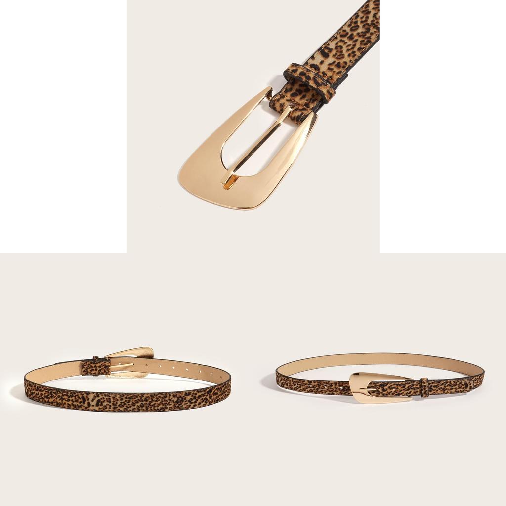 Stylish Pu Leather Belt With Leopard Pattern And Classic Pin Buckle For Daily Fashion
