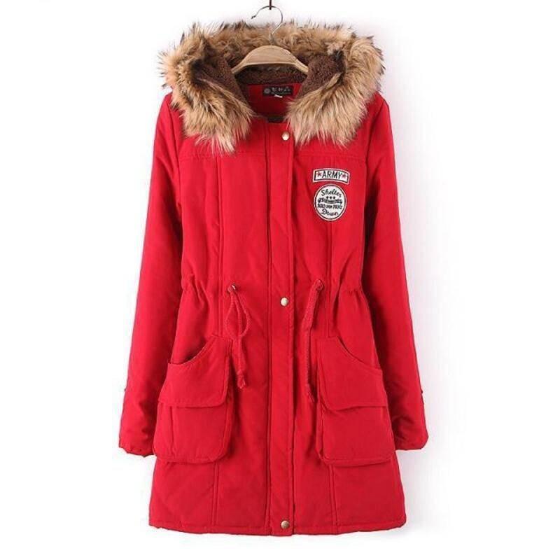 New Women's Warm Cotton Jacket With Fur Collar Hooded Parka For Winter