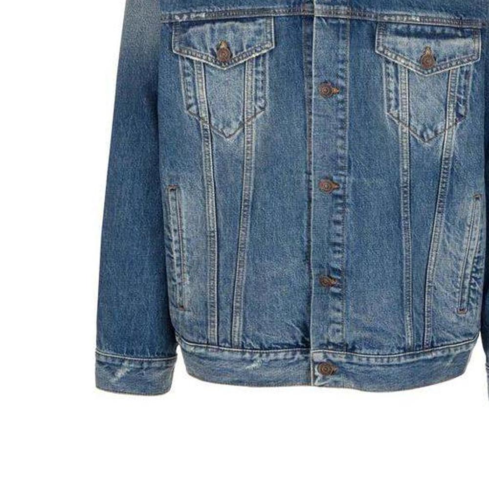 Balenciaga FW22 Denim Jacket Men's Regular Fit Blue 697781TBP484455