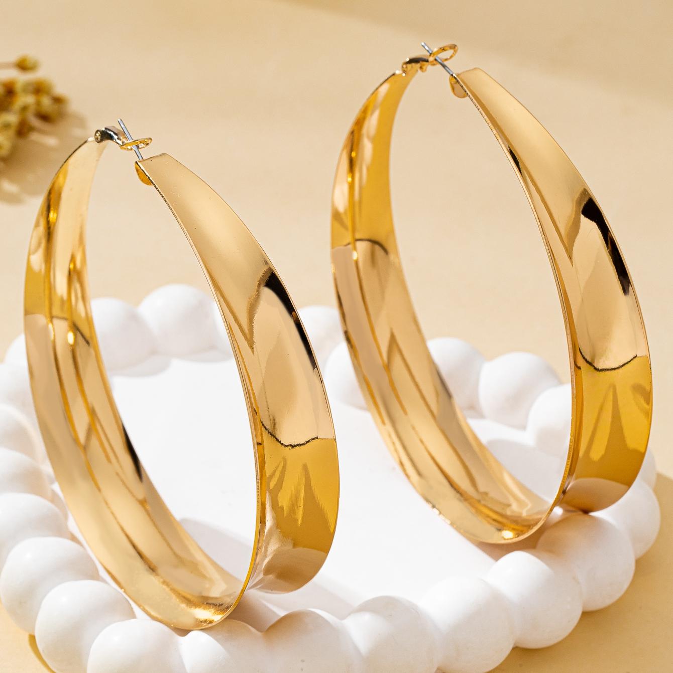 

Women s Earrings, Exaggerated Glossy Simple Large Earrings, Suitable for Daily Wear and Vacation Wear золотистый