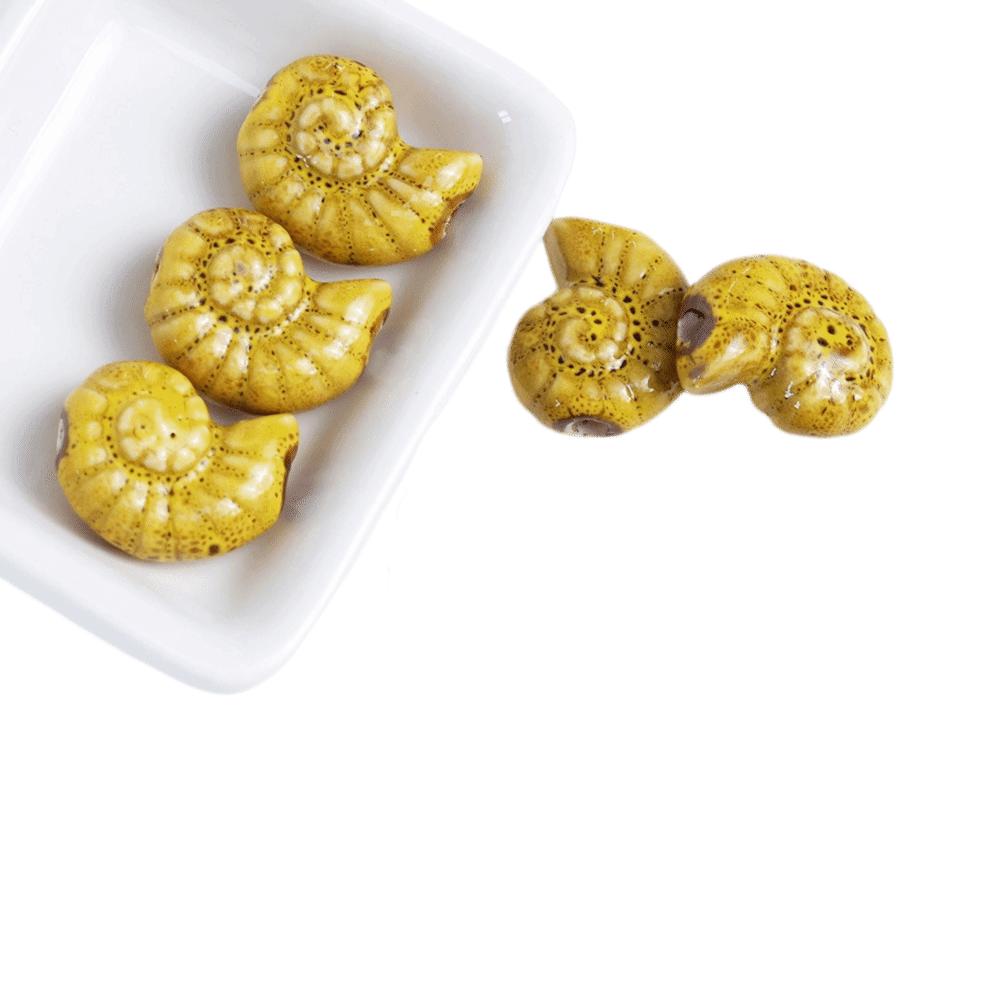 Glazed Snail Ceramic Beads Retro DIY Jewelry Making Pendant Conch Spacer Porcelain Beads Craft