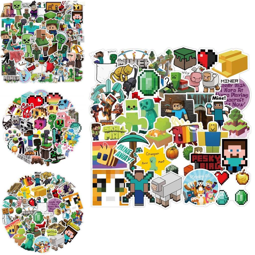 Minecraft 50pcs Game Stickers Pvc Waterproof Lapyop Bike Luggage Suitcase Decals