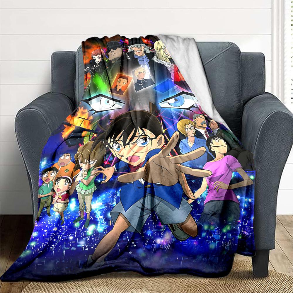 1pc Detective Conan Cozy Print Blanket Lightweight Warm Flannel Throw Blanket For Sofa, Bed, Living Room