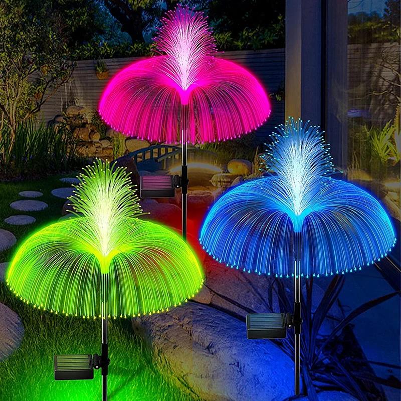 Solar Jellyfish Light Decoration Outdoor Waterproof 3/5 Layer Optical Fiber for Pathway Outside Pathway Lawn Patio Outside Decor