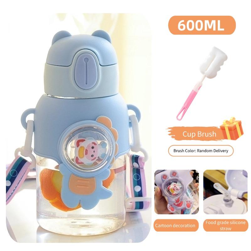 600ml Camping-Wasserflasche für Kinder BPA-frei Ein-Klick-Deckelöffnung Plastikwasserbecher Auslaufsicher Schüler-Trinkbecher Outdoor-Reisen