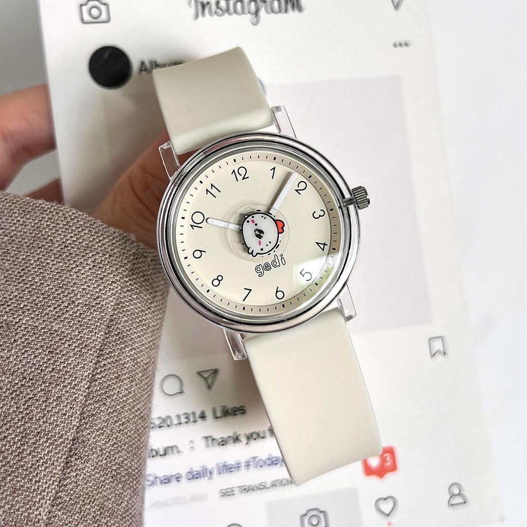 Women'S Candy Color Silicone High-Value Fashionable Student Watch Small Cartoon Round Dial Women'S Gift Waterproof Watch