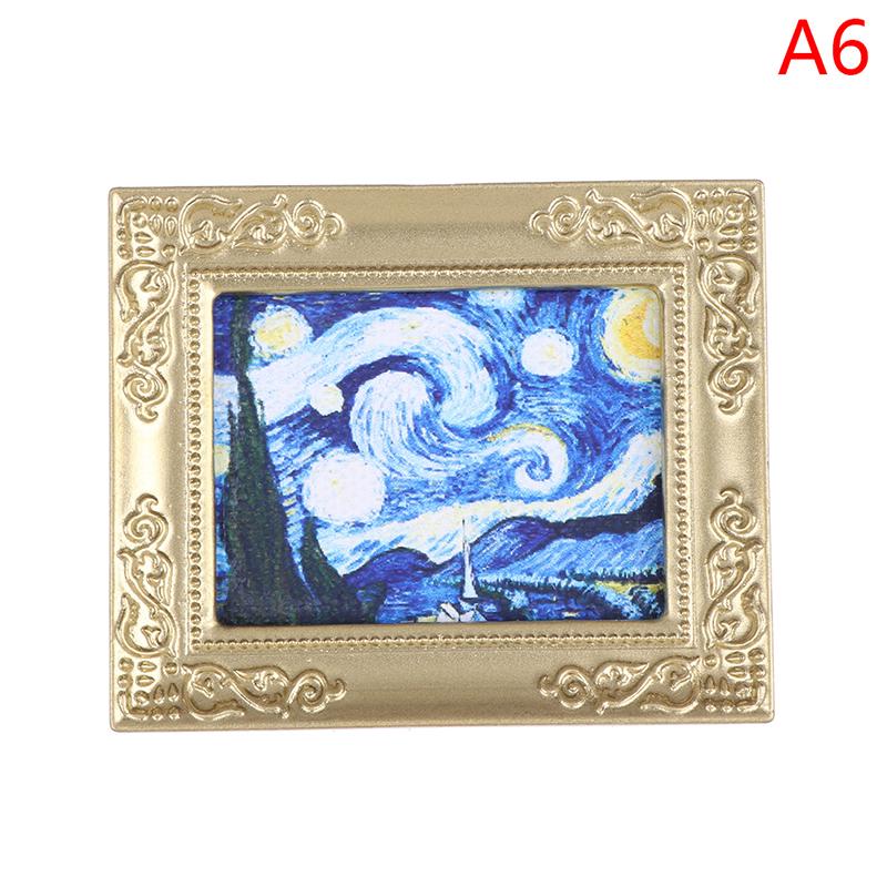 

1:12 Кукольный миниатюрный каркас Масляная живопись Сделай сам Аксессуары для кукольного домика Декор as the picture