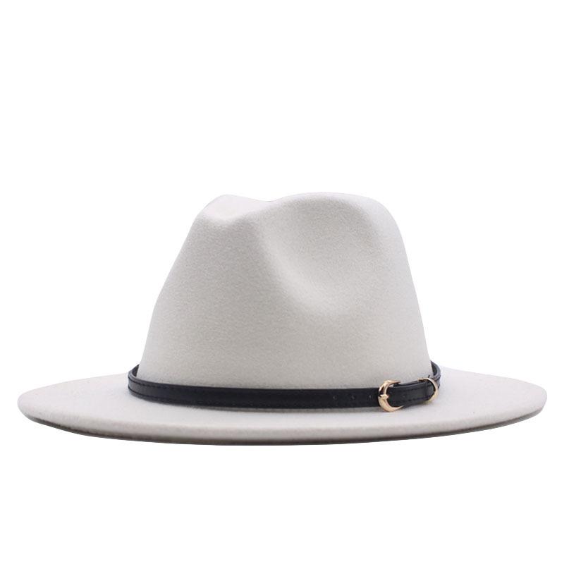 European and American style spring and autumn winter imitation felt big brim hat British retro woolen top hat men's and women's travel Panama jazz hat
