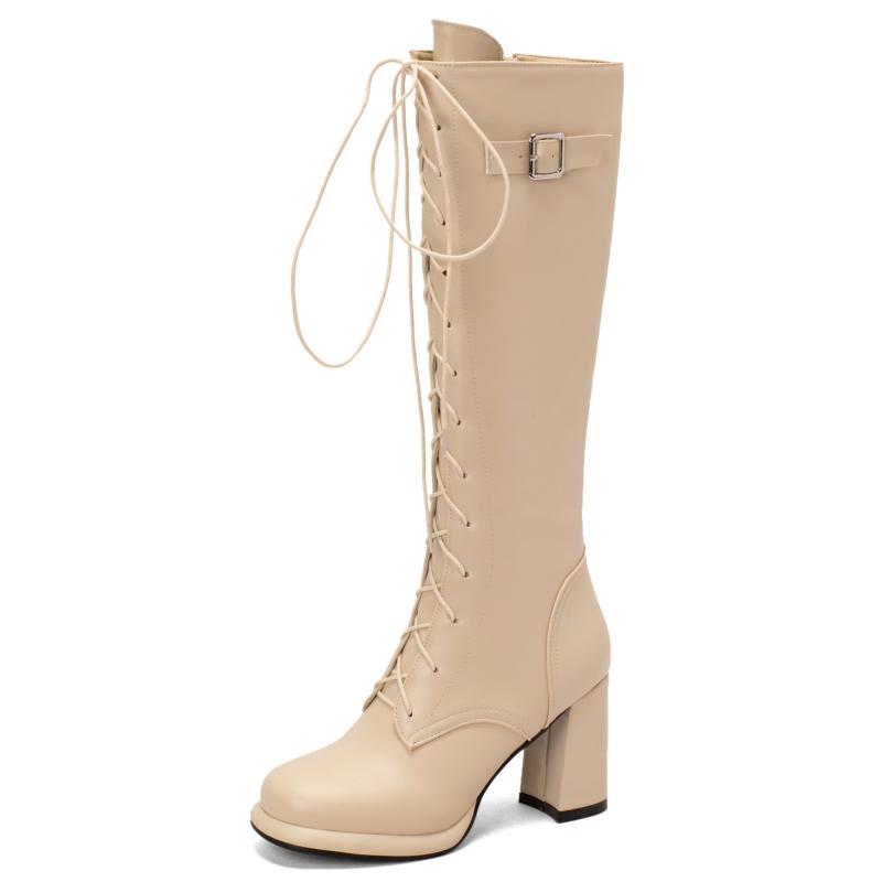 Sexy Knee High Boots For Women Patent Fetish Party Shoes Lady Heels Long Boots Pink White Black Red Winter Shoes Large Size 44 4