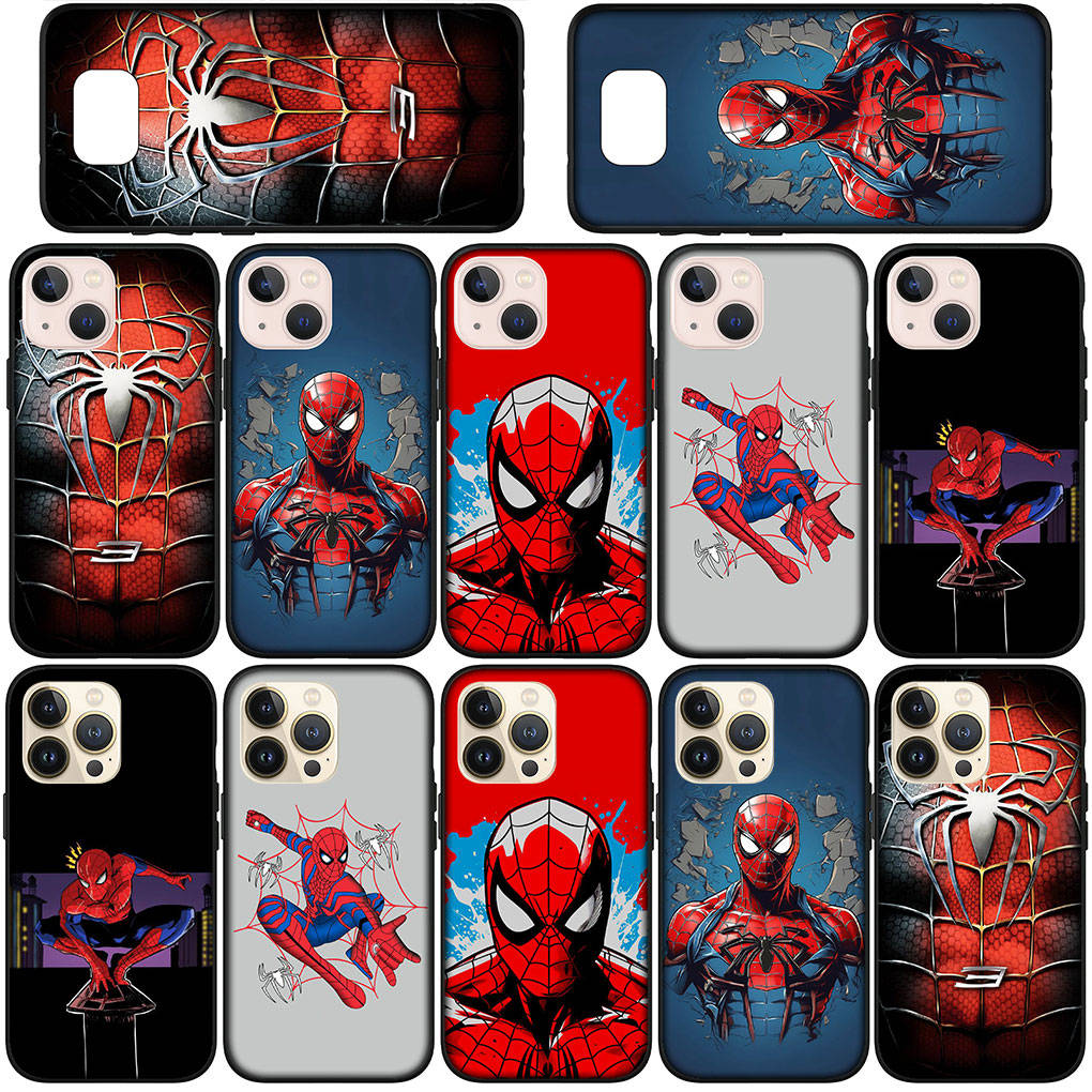 Phone Case for Samsung Galaxy S25 S24 S23 iPhone 16 15 Xiaomi Redmi Note 14 13 12 16E X 11 Pro Max OPPO Moto Huawei Marvel Comics Spider Man Spiderman