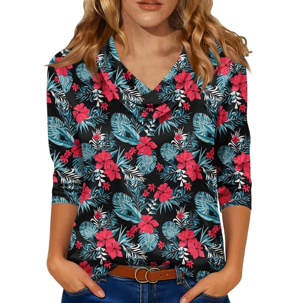 Kadınlar İçin Şık 3/4 Uzun Kollu Gömlekler İş Günlük Kıyafet Üstleri