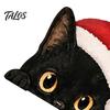 Holiday Table Decoration Cute Cat Shelf Sitter, Wooden Christmas Hat Peeking Desk Figurine, Funny Animal Centerpiece Sign, Lover Gift for Home Office