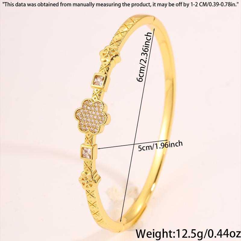 Copper Gold-plated Korean Version Light Luxury New  Lucky Four-leaf Clover Electroplated  Women's Fashion   