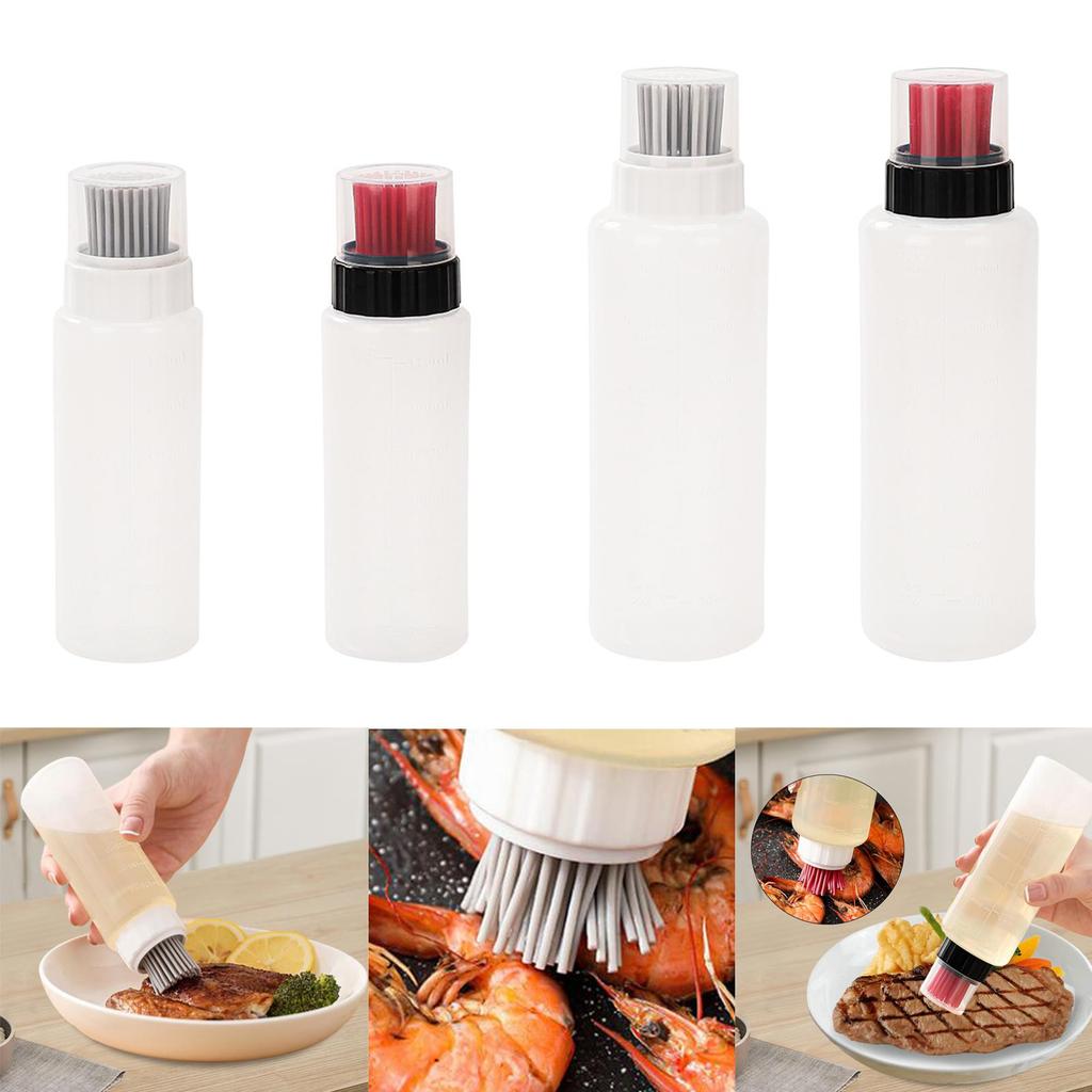 Oil Dispenser Olive Oil Bottles Container with Brush Squeeze Bottles Outdoor for Picnic BBQ Frying Baking Hot Sauces