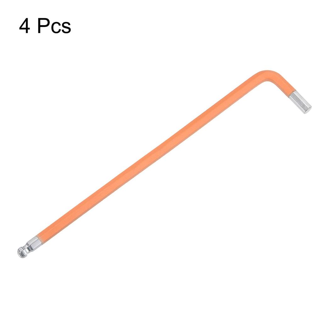 Uxcell Hex Key S2 Repair Tool for Screw Furniture Bicycle Orange 4-Pack 3/16" Wrench, Ball-Type, Steel, L-Shaped, Short, Removal, Tightening,