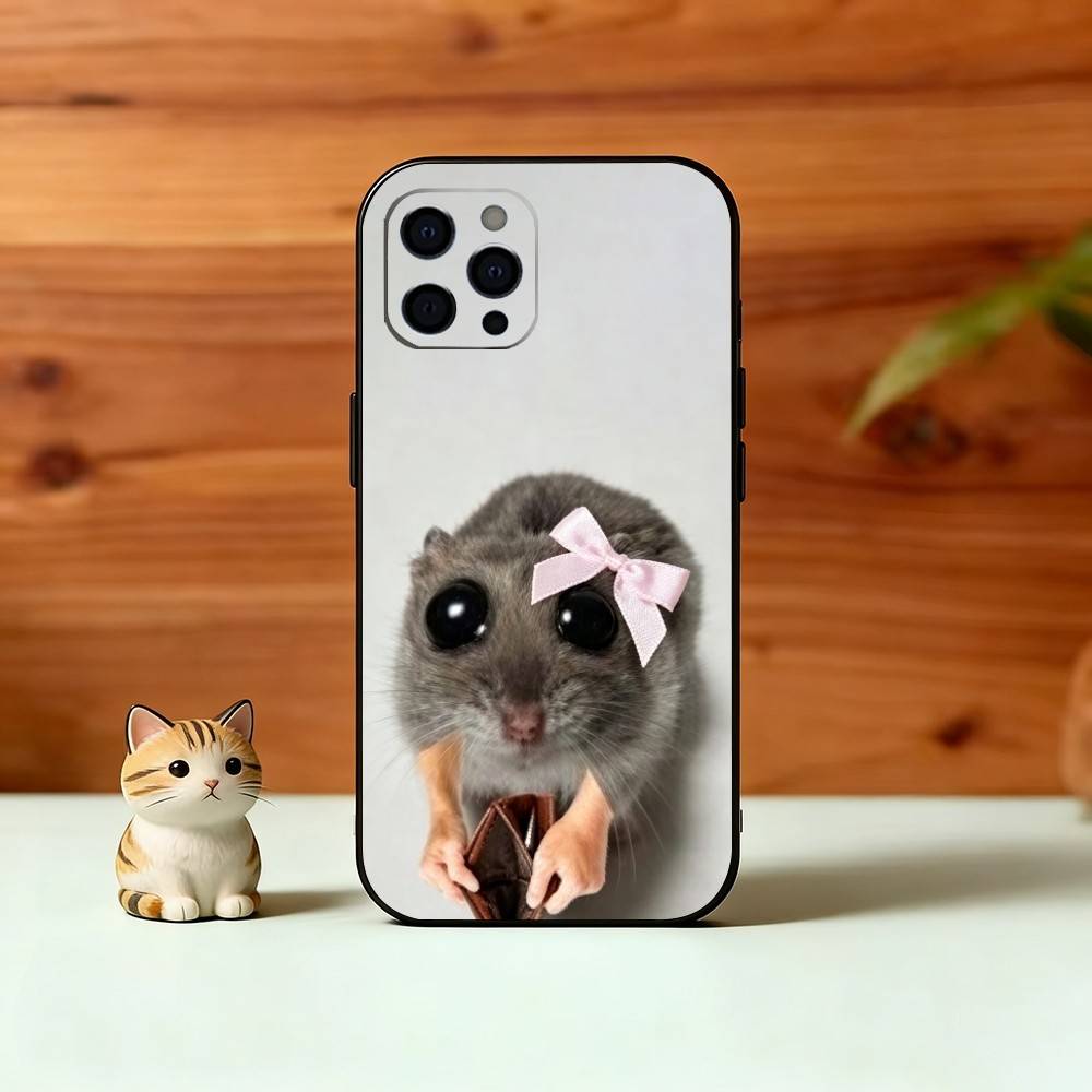 S-Sad H-Hamster Meme Phone Case For iPhone 17, 16,15,14,13,12,11 Plus,Pro Max, Others Soft Black Cover
