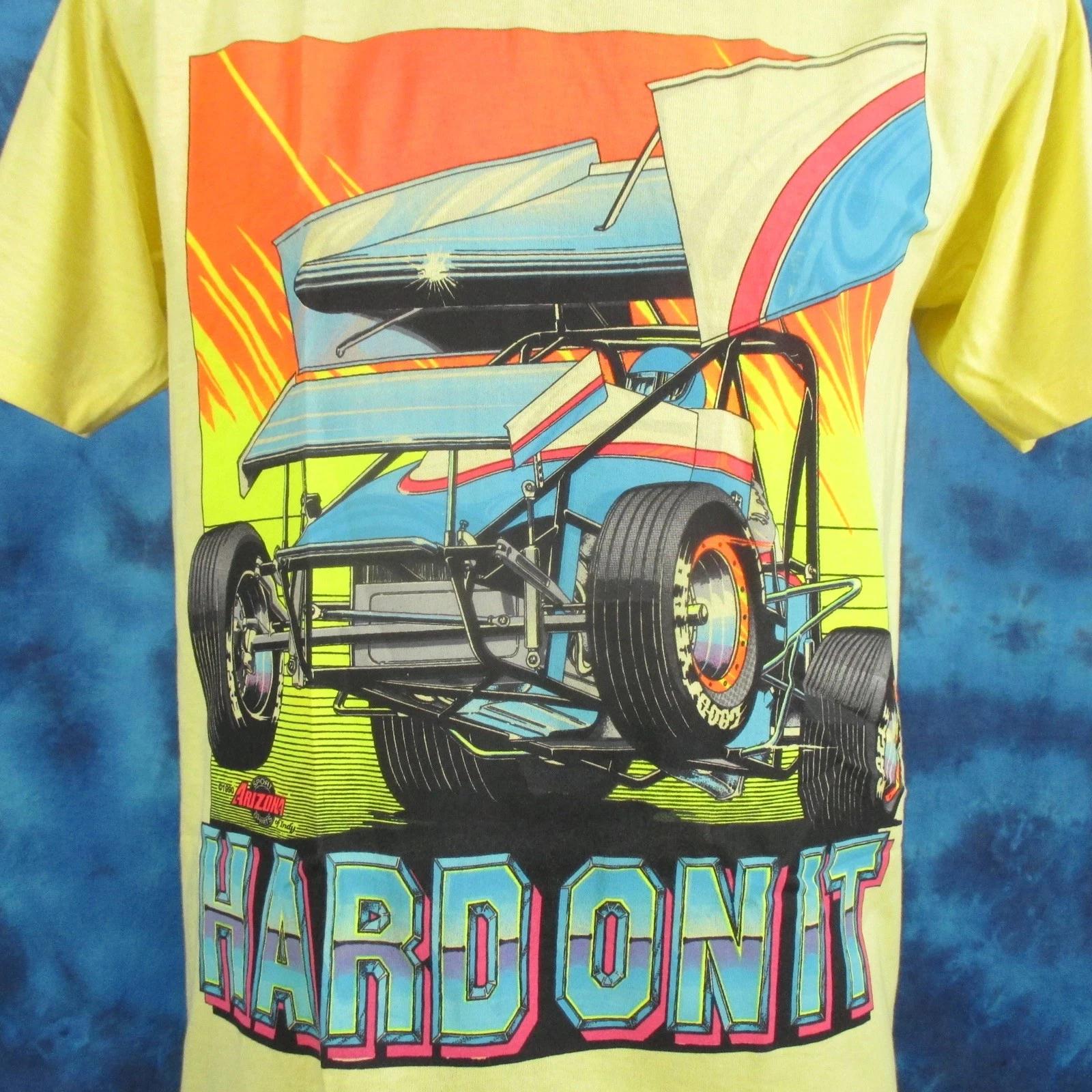 

NOS vintage 80s HARD ON IT NARC SPRINT CAR RACING T-Shirt M world of outlaws 90s L