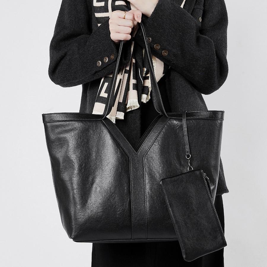 Vegetable Tanned Leather Simple Leather Tote Bag Shoulder Bag Large Capacity Women'S Bag Underarm Bag Handbag Cowhide