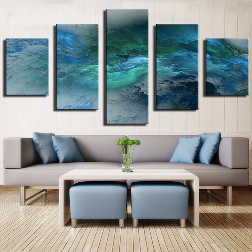 5 Pieces Poster Printed Modular Picture Canvas Painting Abstract Colorfull Clounds Wall Art For Living Room Home Decor Artwork